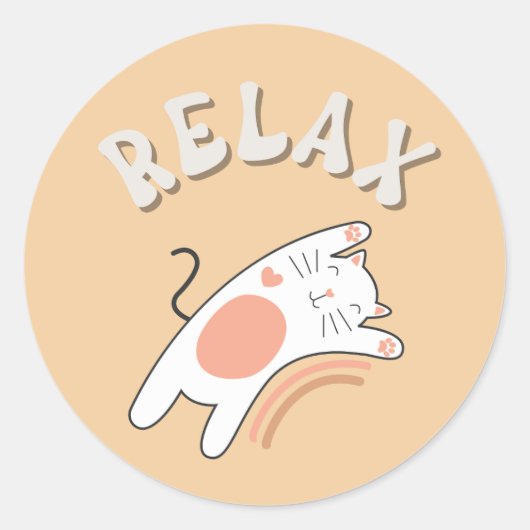 Sticker rond CAT classique RELAX FUNNY (Devant)