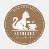 Sticker Rond Cat Coffee Shop Personalized Branding (Devant)