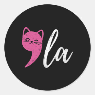 Sticker Rond Cat Comma La Kamala Harris Pour Président 2024 Ele