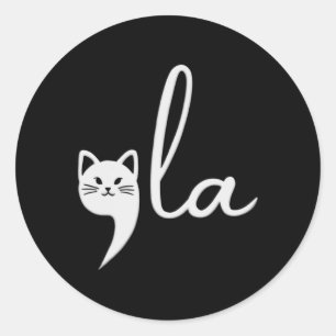 Sticker Rond Cat Comma-la Kamala Harris Président 2024