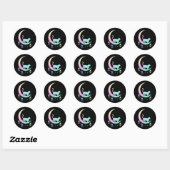 Sticker Rond Cat Crescent Moon Horoscope Pastel Goth Wicca (Feuille)