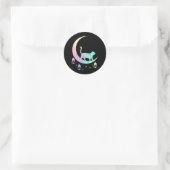 Sticker Rond Cat Crescent Moon Horoscope Pastel Goth Wicca (Sac)
