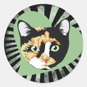 Sticker Rond Cat de Calico