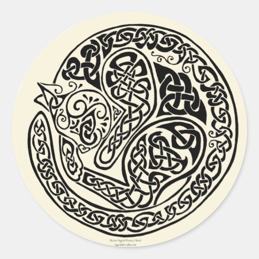 Sticker Rond Cat Dreams Celtic Black Ivory (Devant)