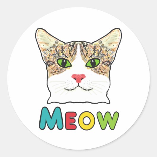 Sticker Rond Cat Face Meow (Devant)