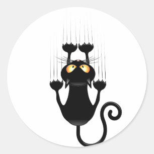Sticker Rond Cat Falling down fun dessin personnage