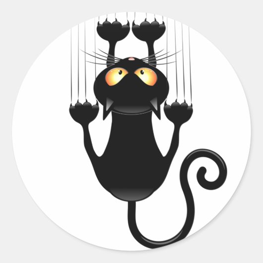 Sticker Rond Cat Falling down fun dessin personnage (Devant)