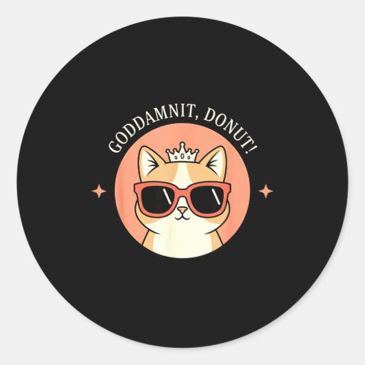 Sticker Rond Cat - Godit, Donut! Sy Retro Cat Lover Design  (Devant)