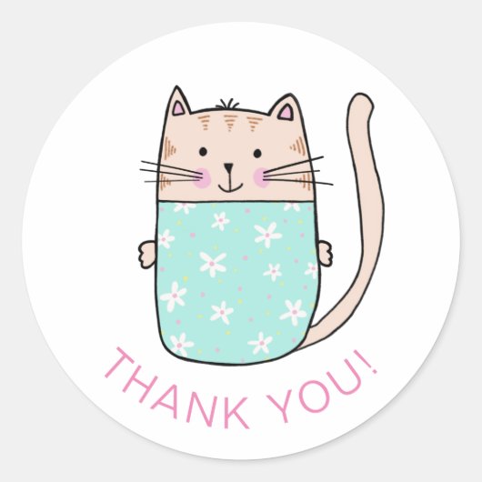 Sticker Rond Cat Kitten Merci (Devant)