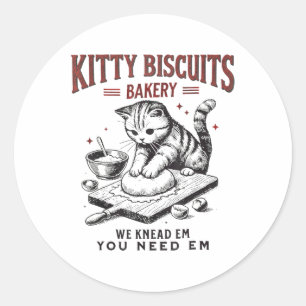Sticker Rond Cat Kneading Kitty Biscuits Boulangerie Nous Vous
