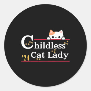 Sticker Rond Cat Lady 2024 Élections politiques amusantes Démoc