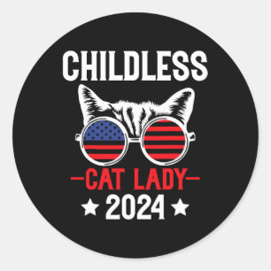 Sticker Rond Cat Lady 2024 Élections politiques amusantes Démoc