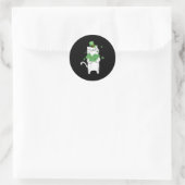 Sticker Rond Cat Leprechaun Chat Shamrock St Patrick'S Day (Sac)