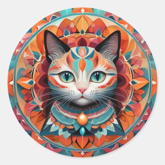 Sticker Rond Cat Mandala (Devant)