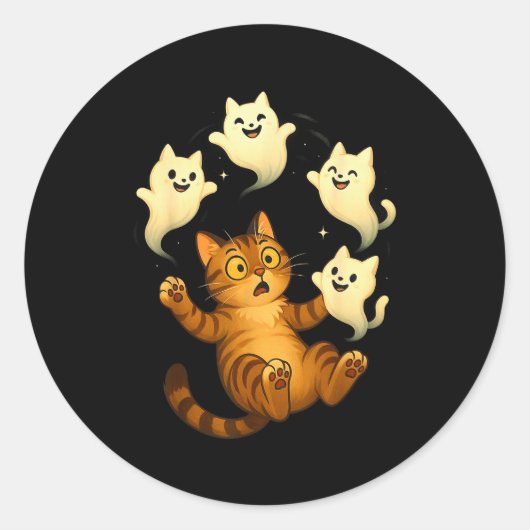 Sticker Rond Cat Meme Funny Soky Halloween Kitty (Devant)