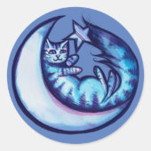 Sticker Rond Cat Moon Caturday Star Art Purple Moon Cat (Devant)
