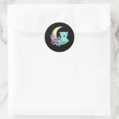 Sticker Rond Cat mystique Croissant Lune Pastel Goth Wicca (Sac)