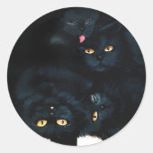 Sticker Rond Cat noir (Devant)