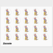 Sticker Rond Cat punk cartoon (Feuille)