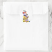 Sticker Rond Cat punk cartoon (Sac)