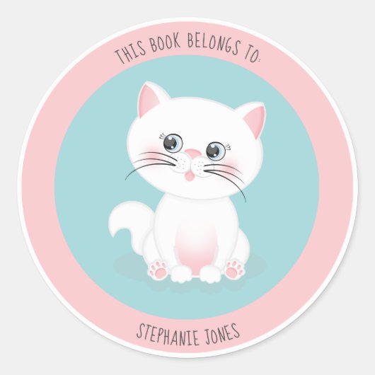 Sticker Rond Cat Purr-fect DayCe livre appartient à (Devant)