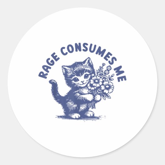 Sticker Rond Cat Rage Me Consume (Devant)