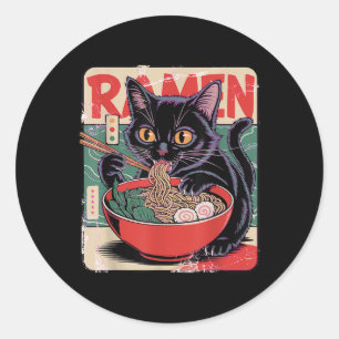 Sticker Rond Cat Ramen Anime Design Pour Femmes Hommes Enfants 