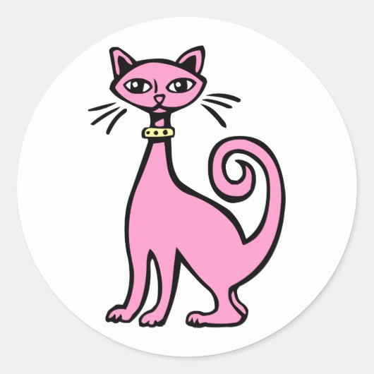 Sticker Rond Cat rétro (Devant)