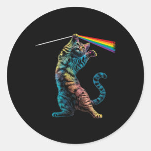 Sticker Rond Cat Rock Music Concert Band Rock Cat