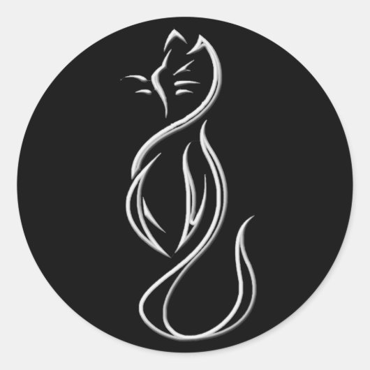 STICKER ROND CAT SILHOUETTE (Devant)
