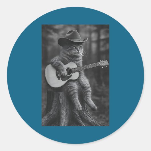 Sticker Rond Cat Smoking Cigarette Racoon Ossum Funny Meme Cowb (Devant)