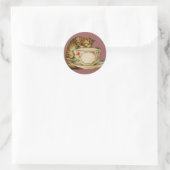 Sticker Rond Cat Teacup Cute Vintage Victorien (Sac)