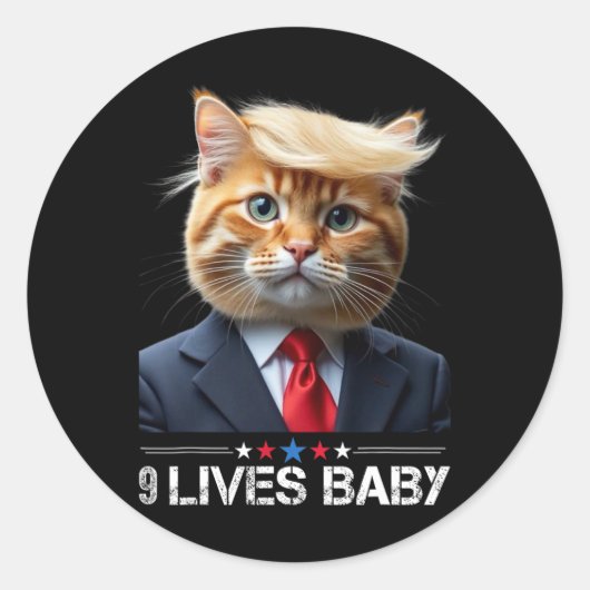 Sticker Rond Cat Trump 9 Vit Ba1drôle Mème Trump (Devant)
