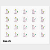 Sticker Rond Cat Unicorn (Feuille)
