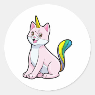 Sticker Rond Cat Unicorn