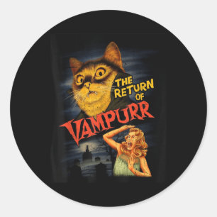 Sticker Rond Cat Vampire Clic Horror Movie Funny Graphisme Chem