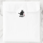 Sticker Rond Cat What_ Funny Black Cat  (Sac)