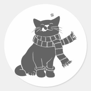 Sticker Rond Cat with beauty scarf - choose background color
