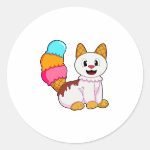Sticker Rond Cat with popsicle