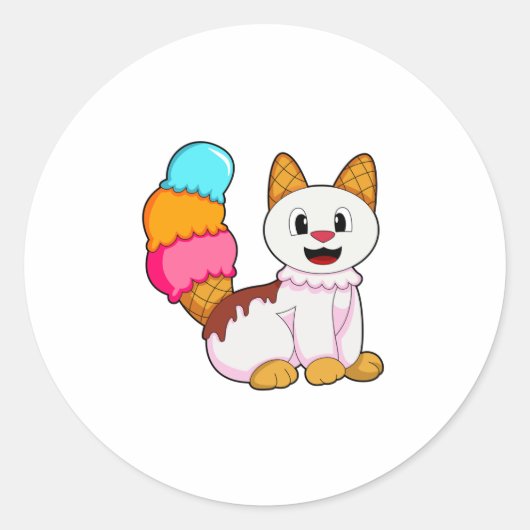 Sticker Rond Cat with popsicle (Devant)