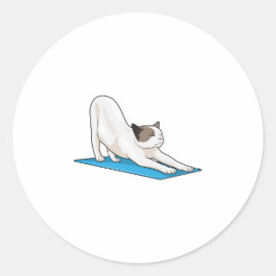 Sticker Rond Cat Yoga Méditation Fitness
