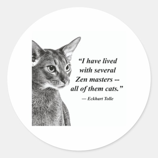 Sticker Rond Cat Zen Master - Eckhart Tolle (Devant)