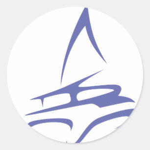 Sticker Rond Catamaran dans le style chic de dessin