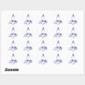Sticker Rond Catamaran en style dessin de souhaits (Feuille)