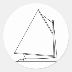 Sticker Rond Catboat Sailing Logo (plan de navigation)