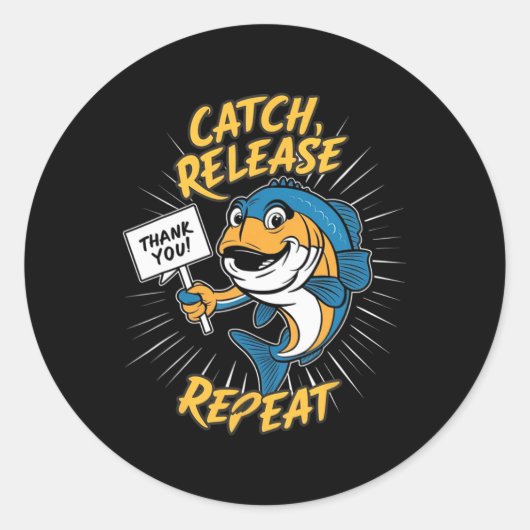 Sticker Rond Catch Et Libérer La Pêche Drôle (Devant)