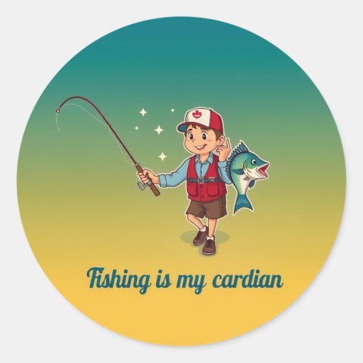 Sticker Rond Catch of the Day: Fishing is My Cardian (Devant)