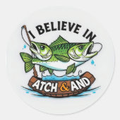 Sticker Rond Catch & Release: A Double-Take on Fishing Fun! (Devant)