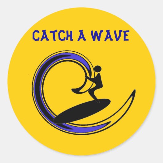 Sticker Rond catchawave, Catch A Wave (Devant)
