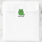 Sticker Rond Catcus Funny Chat Cactus Pun (Sac)